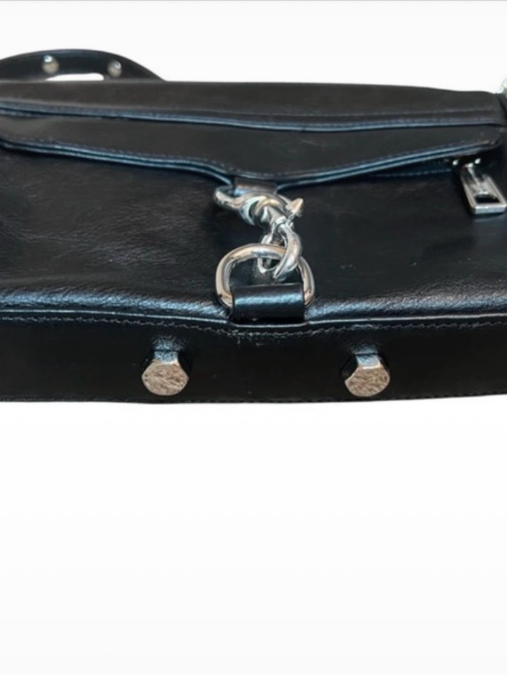 Rebecca Minkoff Black Leather Crossbody with Silver Chain Detail - Picture 5 of 5